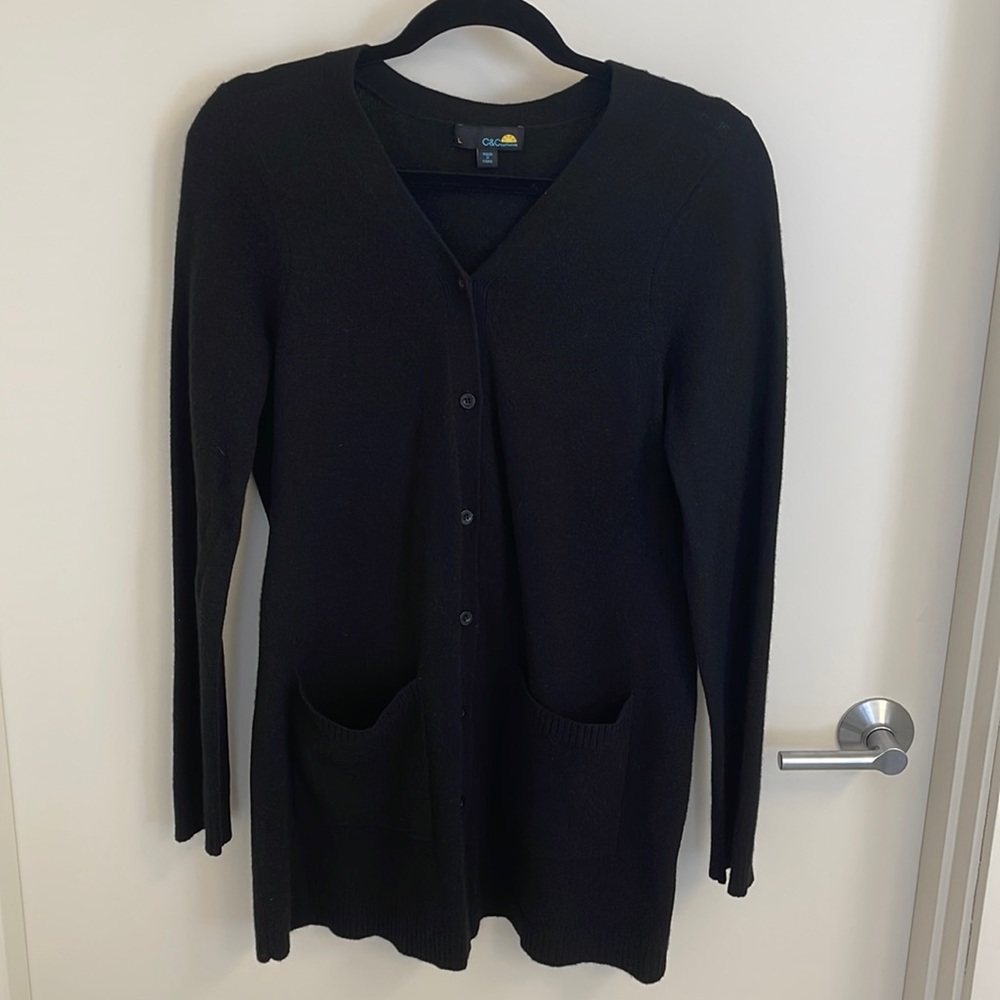 C&C California Black 100% Cashmere Long Cardigan